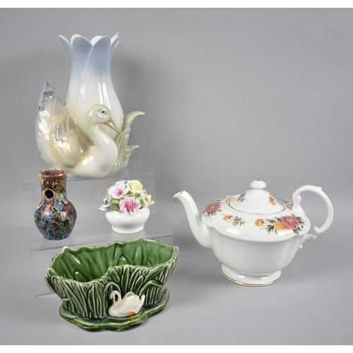 326 - A Collection of Ceramics to Comprise Rose Decorated Tea Set, Teapot, Spanish Duck Vase, Planter etc ... 