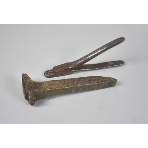 36 - A LMS Ticket Punch and Early Forged Railway Spike from the Tal-Y-Llyn Railway, c.1865/70