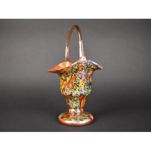 369 - A Kralik Millefiori Glass Type Basket, 27cm high