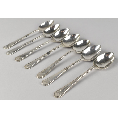 375 - A Set of Seven Silver Teaspoons with Golfing Motif Finials by Walker & Hall, Sheffield Hallmark, 96g