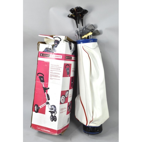 467 - A Set of Craigton Golf Irons and Woods, A Golfing Bag and Datrek Golfing Trolley