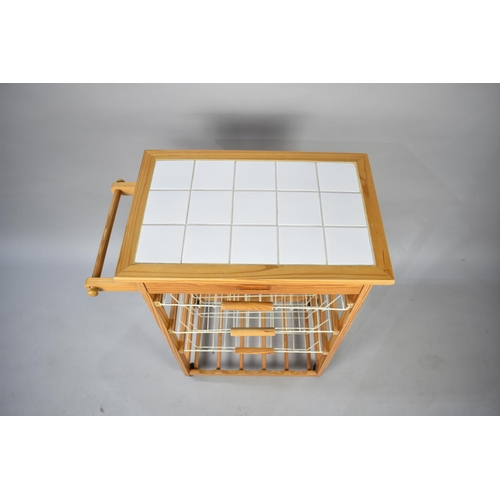 482 - A Modern Tile Top Kitchen Trolley with Three Basket Slides, 56cms Wide