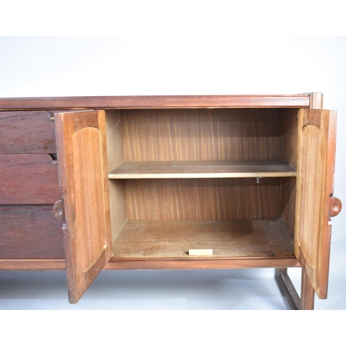 486 - A 1970s Teak Sideboard with Three Centre Drawers, Has Been Damp and Drawers Sticking, Two Handles AF... 