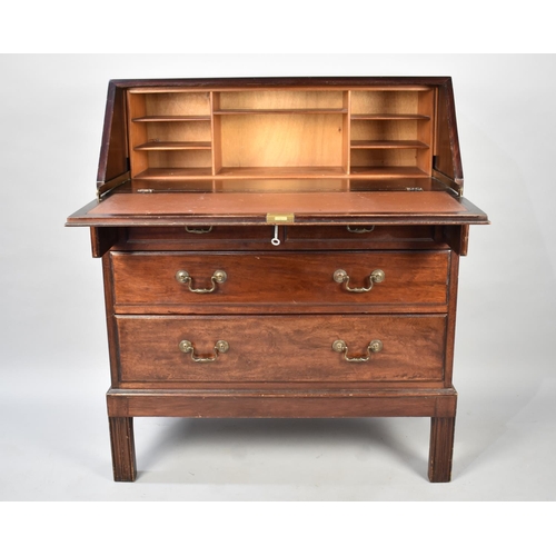 487 - A Mid 20th Century Mahogany Fall Front Bureau with Fitted Interior and Two Short and Two Long Drawer... 