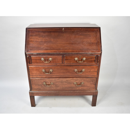 487 - A Mid 20th Century Mahogany Fall Front Bureau with Fitted Interior and Two Short and Two Long Drawer... 