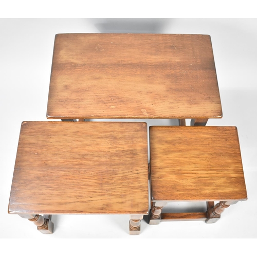 49 - A Mid/Late 20th Century Oak Nest of Three Tables, 59cms Wide