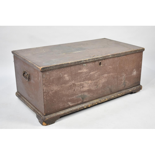 494 - A Late 19th/Early 20th Century Stained Pine Blanket Box with Inner Candle Store, 94cms Wide