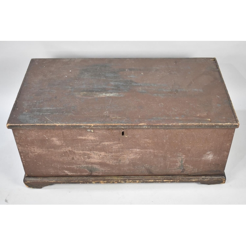 494 - A Late 19th/Early 20th Century Stained Pine Blanket Box with Inner Candle Store, 94cms Wide