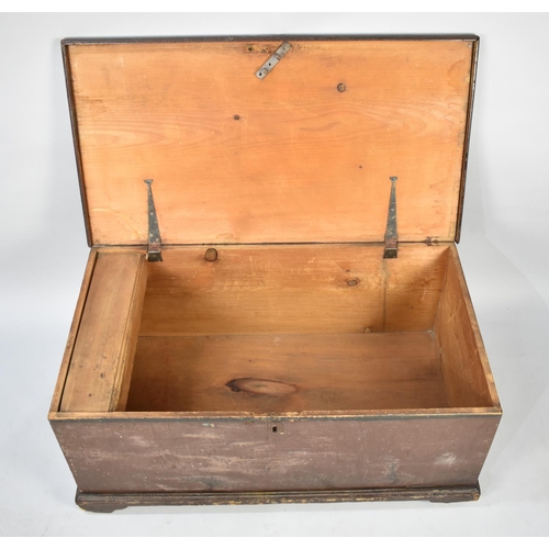 494 - A Late 19th/Early 20th Century Stained Pine Blanket Box with Inner Candle Store, 94cms Wide