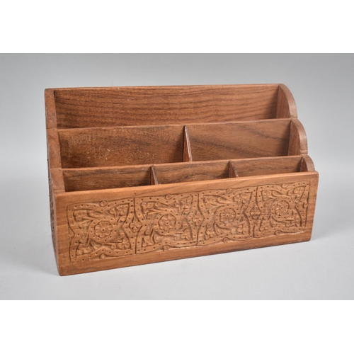 5 - A Far Eastern Carved Desktop Stationery Rack, 30cms Wide