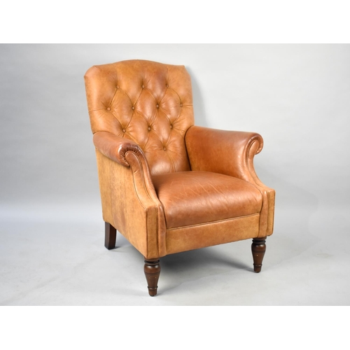 505 - A Laura Ashley Button Upholstered Leather Armchair