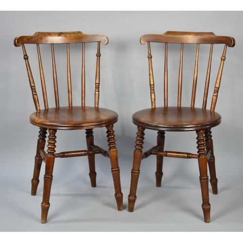 510 - A Pair of Mid 20th Century Circular Seated Spindle Back Side Chairs