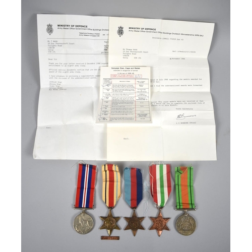 52 - A Collection of WWII Medals to include Africa and Italy Stars Awarded to Thomas Webb, 8th Army