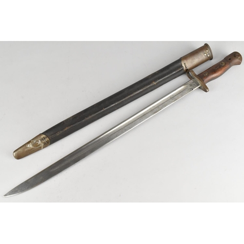 55 - A British 1907 Pattern Bayonet with Crown Stamp and Leather Scabbard