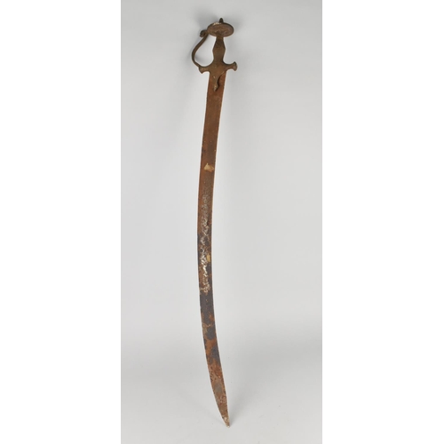 57 - A 19th Century Indian Talwar Curved Bladed Sword, Somewhat Corroded, 93cms Long