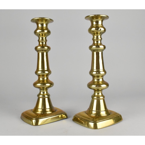 68 - Two Pairs of Victorian Brass Candlesticks, Tallest 23cms High