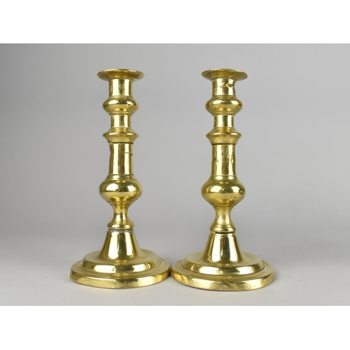 68 - Two Pairs of Victorian Brass Candlesticks, Tallest 23cms High