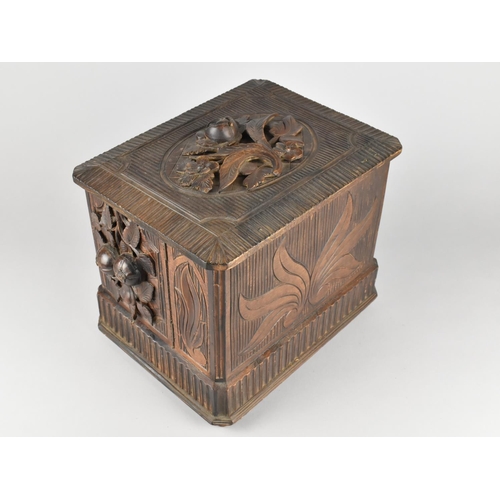 7 - A Late 19th Century Black Forest Carved Cigar Cabinet with Lift Up Lid, Hinged Side Quadrants and Ba... 