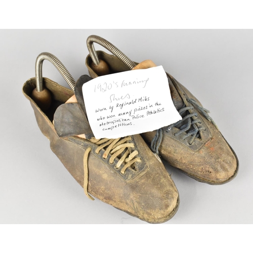 78 - A Pair of 1920s Running Spikes Worn by Reginald Miles in the Metropolitan Police Athletics Competiti... 