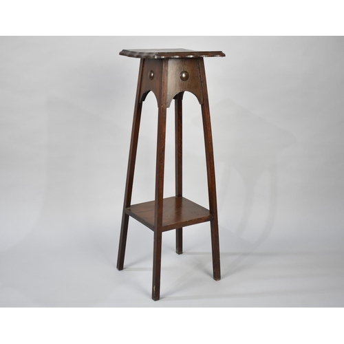 92 - A Mid 20th Century Oak Square Topped Jardiniere Stand, 91cms High