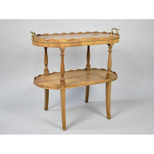 99 - A Stripped Two Handled Two Tier Etagere, 61cms Wide