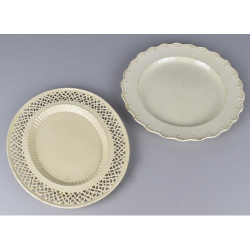 340 - Two 18th Century Creamware Plates, the One with Reticulated Trim, Probably Leeds Pottery, 25cm Diame... 