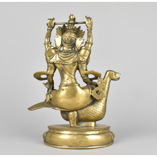 48 - A Large Jewelled Bronze Study of Boddhisatva Tara Sat on Bird, 25cms High