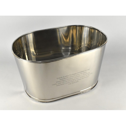 175 - A New and Unused Silver Plated Wine Cooler Bath with Quotes from Napoleon Bonaparte To One Side and ... 