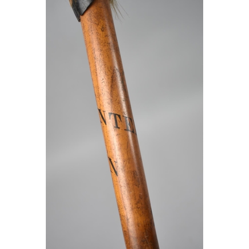 107 - A Vintage Black Forest Walking Stick with Ice Spike Inscribed Interlaken, Chamois Horn Handle, 94cms... 