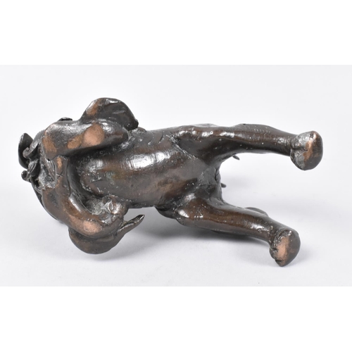 11 - A Heavy Patinated Bronze Chinese Temple Dog, 16cms Long