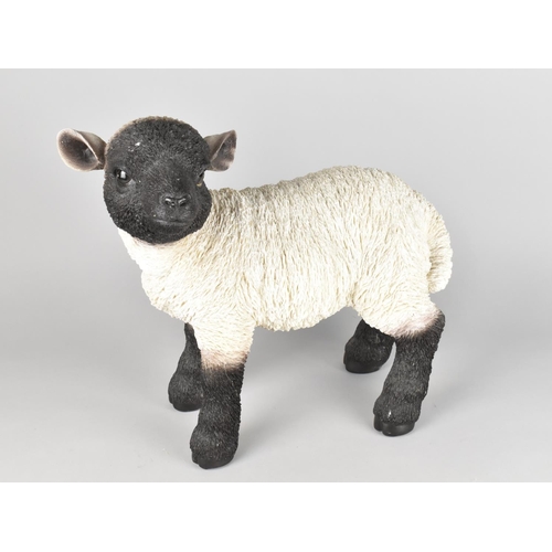 115 - A Modern Resin Garden Ornament in the Form of a Black Faced Lamb, 32cms Long