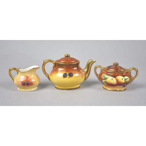 124 - A Miniature Coalport Orchard Gold Three Piece Tea Service