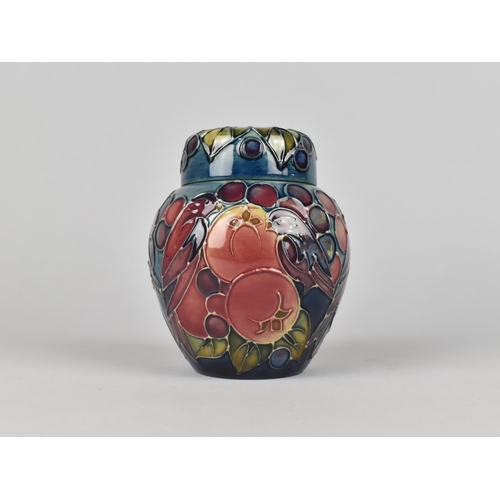 125 - A Moorcroft Ginger Jar, Finches Pattern, 11cms High