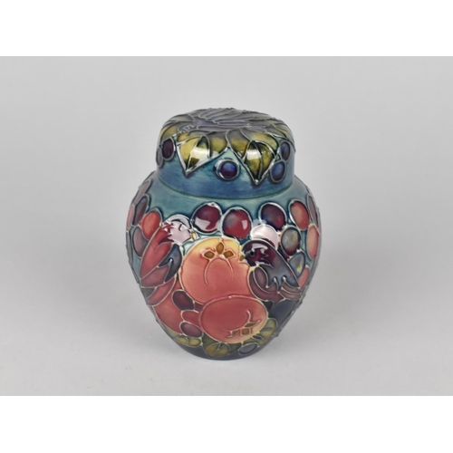 125 - A Moorcroft Ginger Jar, Finches Pattern, 11cms High