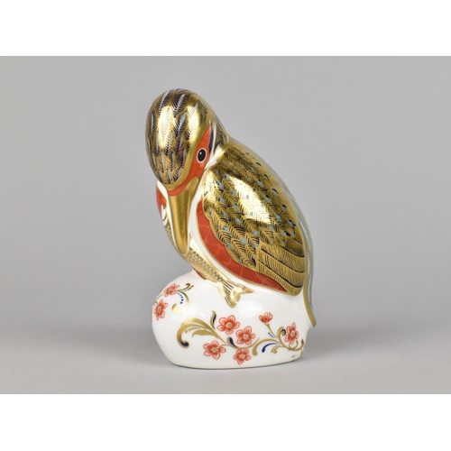 126 - A Royal Crown Derby Kingfisher Paperweight, Gold Button