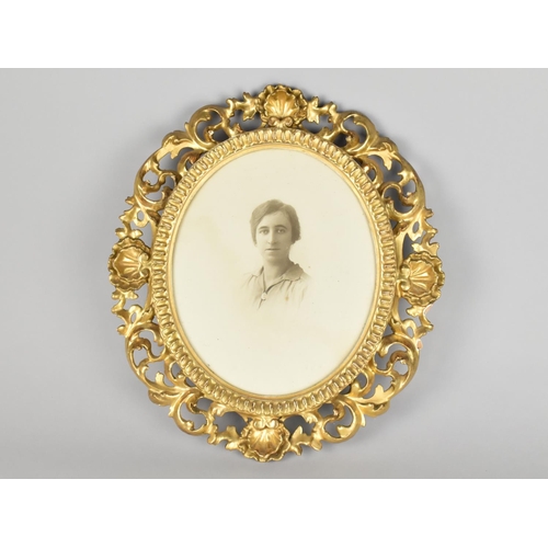 137 - An Oval Gilt Framed Photograph, Margaret Edgerton, Wackley Farm, Burlton, 1886-1973, 47cms High