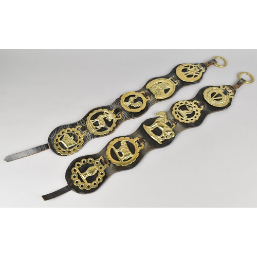 141 - Two Leather Straps and Reproduction Horse Brasses