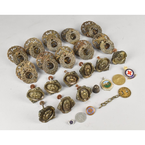 164 - A Collection of Various Metal Furniture Knobs, Enamelled Badges Etc