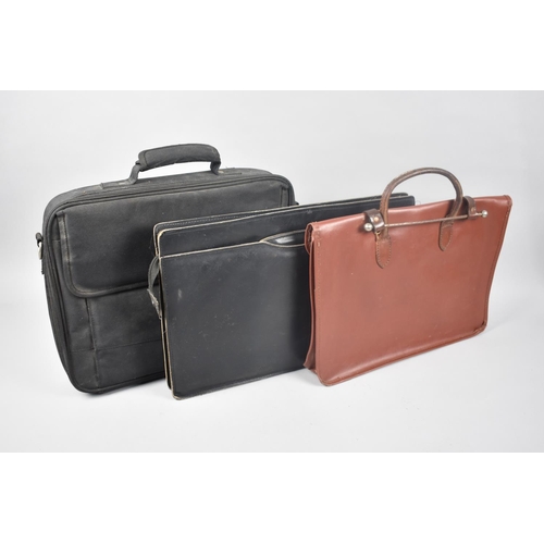 166 - A Vintage Leather Music Satchel and Two Other Modern Document Cases