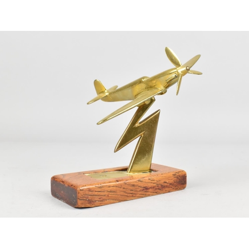 18 - A Small Desktop Model of a Hurricane Fighter on Wooden Rectangular Plinth, 14cms Wingspan