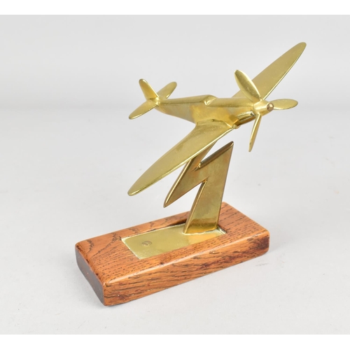 18 - A Small Desktop Model of a Hurricane Fighter on Wooden Rectangular Plinth, 14cms Wingspan