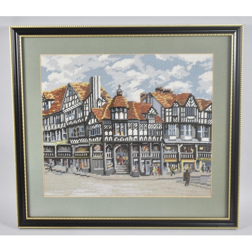 180 - A Framed Tapestry of Chester by Marion Powell, 1992, 37x33cms