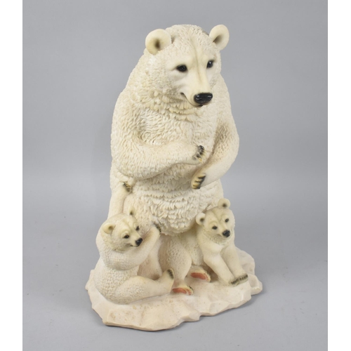 183 - A Modern Resin Figure of Polar Bear and Cubs, 36cms High