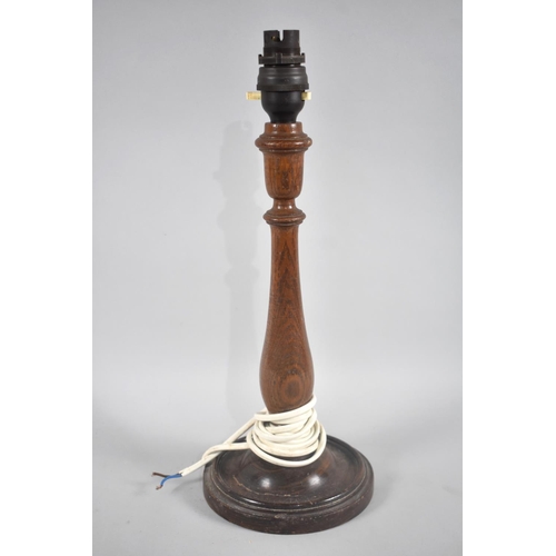 236 - An Early/Mid 20th Century Turned Oak Table Lamp, 38cms High