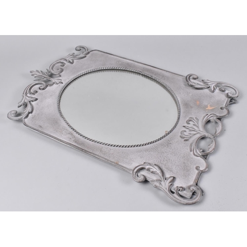 237 - A Modern Metal Easel Back Mirror with Oval Glass, 48cms High