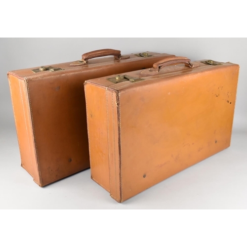 238 - Two Vintage Leather Suitcases, Larger 65cms Wide