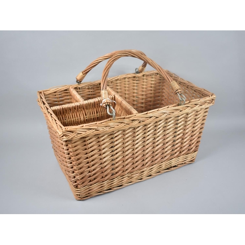 239 - A Modern Wicker Picnic Basket with Four Section Interior and Two Carrying Handles, 51cms Wide