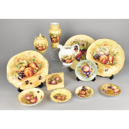 259 - A Collection of Aynsley Orchard Gold to Comprise Plates, Cake Plate, Dishes, Vase, Jug, Hand Painted... 