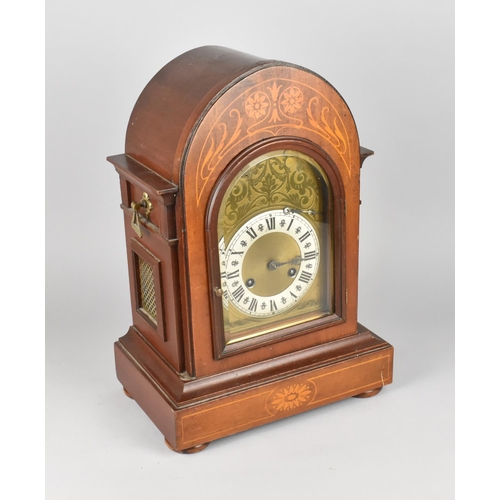 26 - A Nice Quality Inlaid Edwardian Lancet Bracket Clock with Eight Day Junghans Movement, Chiming on Go... 