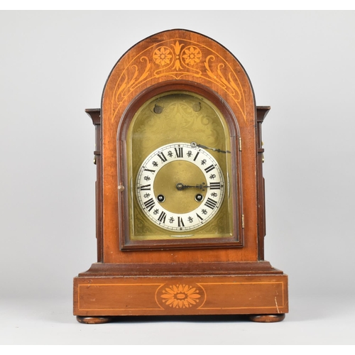 26 - A Nice Quality Inlaid Edwardian Lancet Bracket Clock with Eight Day Junghans Movement, Chiming on Go... 